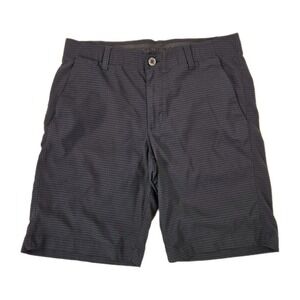 Under Armour Match Play Shorts‎ Black Navy Stripe Size 32 Elastic Waist Stretch